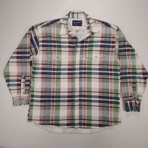 Wrangler Plaid Button Up Shirt X-Long Tails 17/35 XL 100% Cotton GUC!